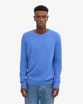 Pull classique en laine mérinos – Bleu Pacifique