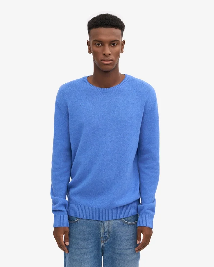 Pull classique en laine mérinos - Bleu Pacifique