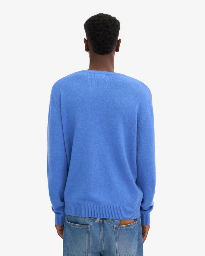 Pull classique en laine mérinos - Bleu Pacifique