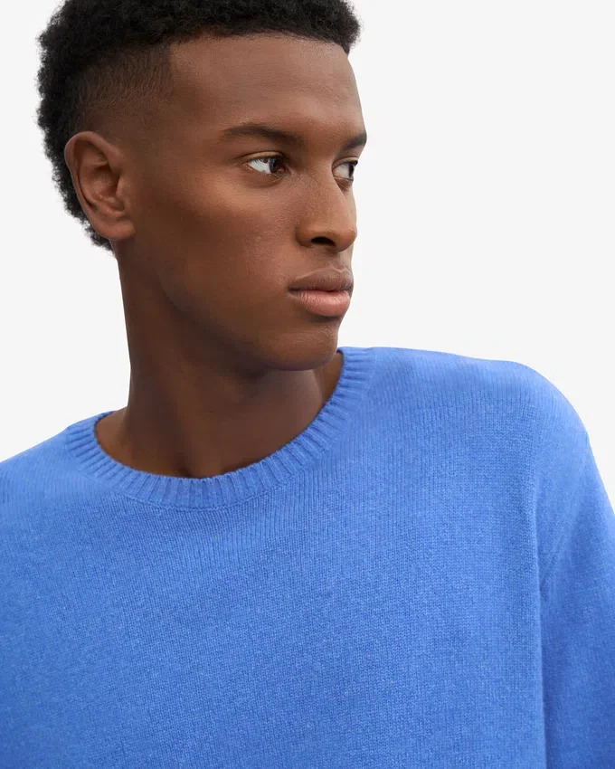 Pull classique en laine mérinos - Bleu Pacifique