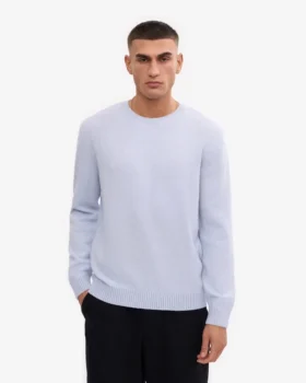 Pull classique en laine mérinos – Bleu polaire