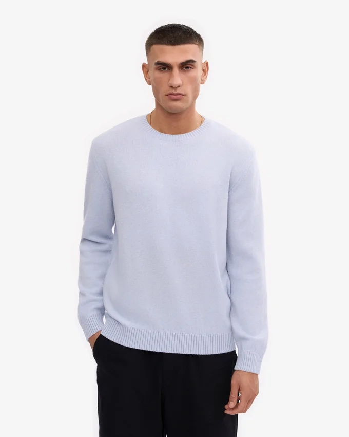 Pull classique en laine mérinos - Bleu polaire