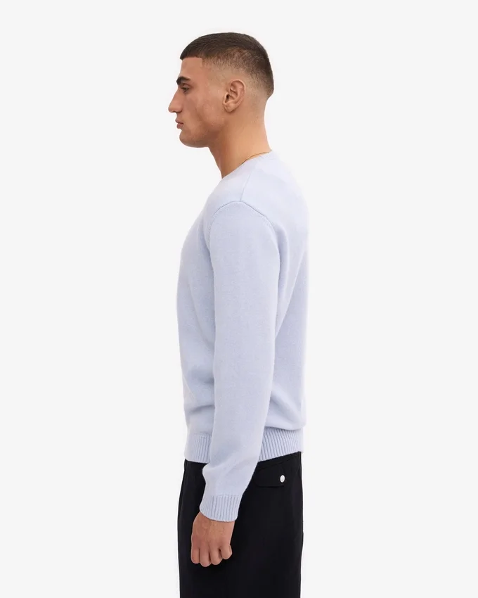 Pull classique en laine mérinos - Bleu polaire