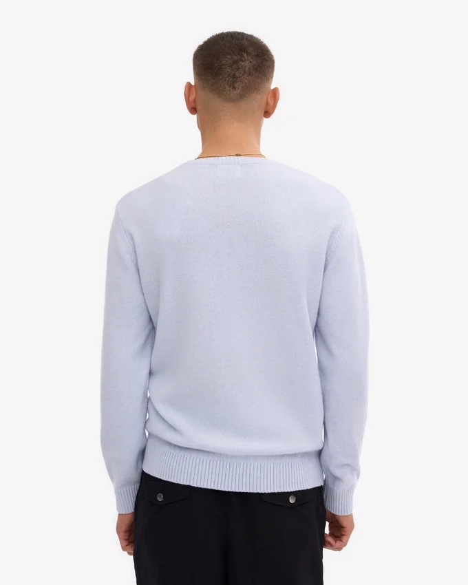 Pull classique en laine mérinos - Bleu polaire