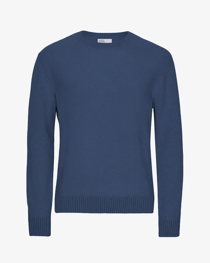 Pull classique en laine mérinos - Bleu pétrole