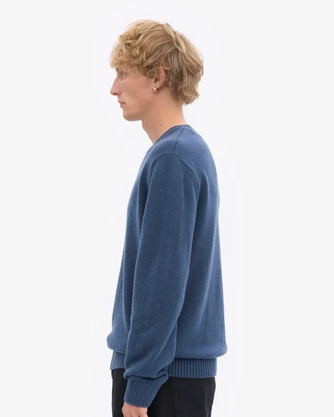 Pull classique en laine mérinos - Bleu pétrole