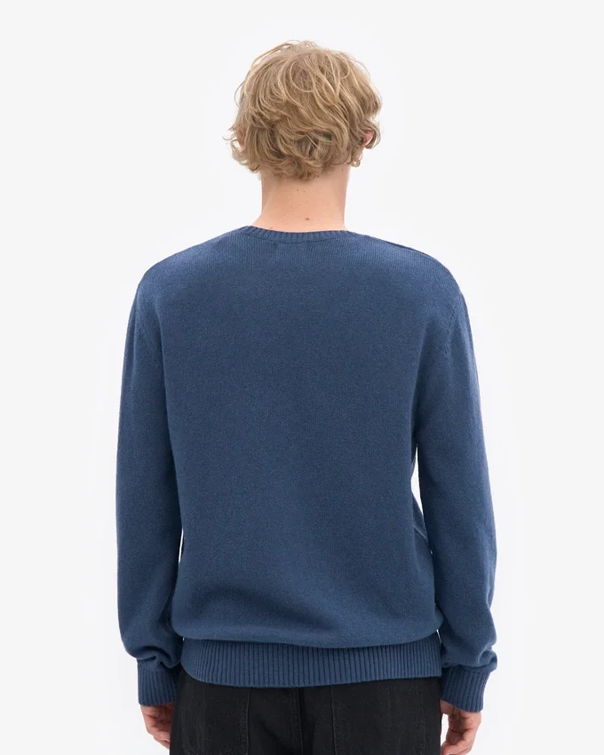 Pull classique en laine mérinos - Bleu pétrole