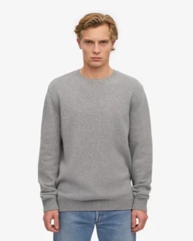 Pull classique en laine mérinos – Gris chiné