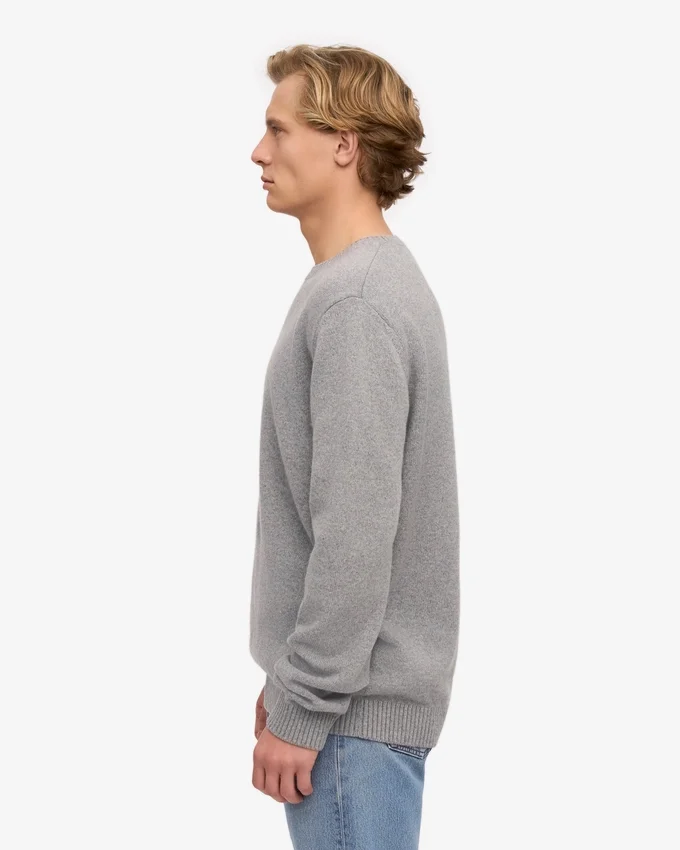 Pull classique en laine mérinos - Gris chiné