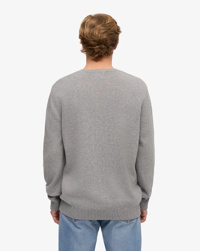 Pull classique en laine mérinos - Gris chiné