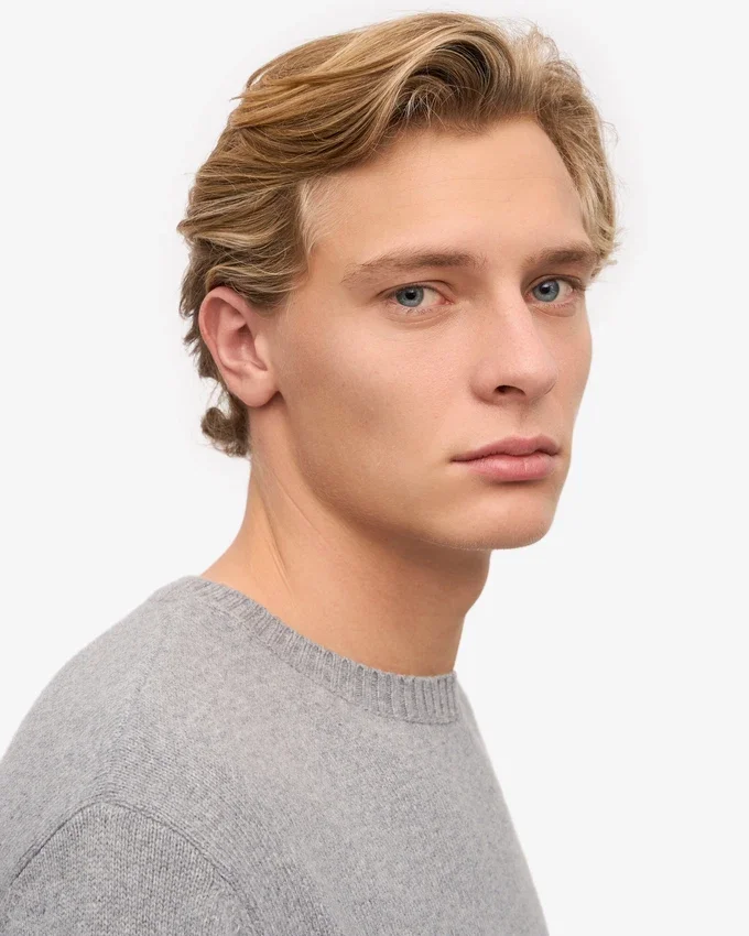 Pull classique en laine mérinos - Gris chiné