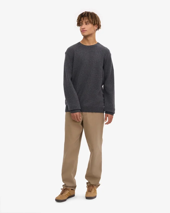 Pull classique en laine mérinos - Gris lave