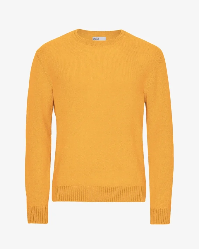 Pull classique en laine mérinos - Jaune brûlé
