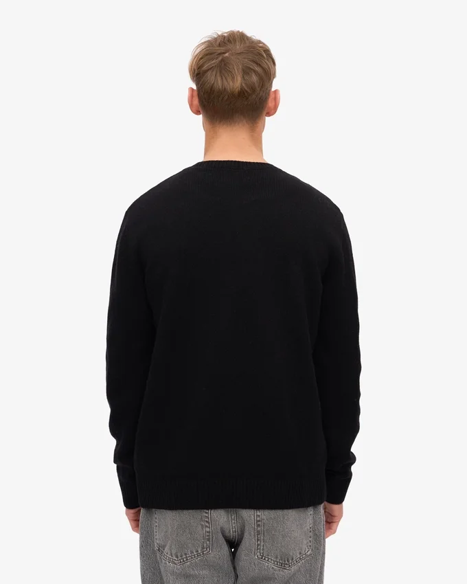 Pull classique en laine mérinos - Noir intense