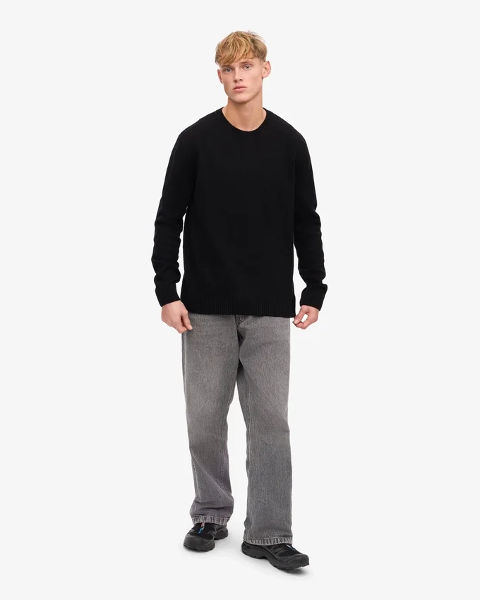 Pull classique en laine mérinos - Noir intense