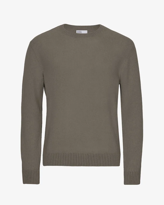 Pull classique en laine mérinos - Olive poussiéreux