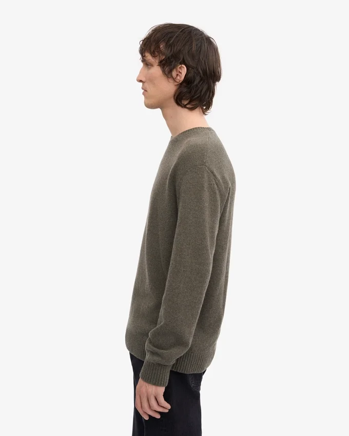 Pull classique en laine mérinos - Olive poussiéreux