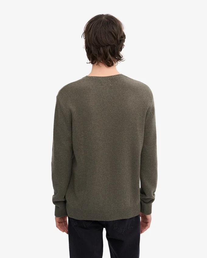 Pull classique en laine mérinos - Olive poussiéreux