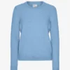 Pull classique en laine mérinos pour femme - Bleu bord de mer