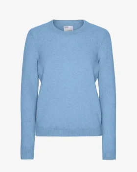 Pull classique en laine mérinos pour femme - Bleu bord de mer
