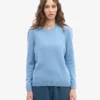 Pull classique en laine mérinos pour femme - Bleu bord de mer