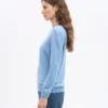 Pull classique en laine mérinos pour femme - Bleu bord de mer