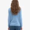 Pull classique en laine mérinos pour femme - Bleu bord de mer