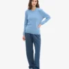 Pull classique en laine mérinos pour femme - Bleu bord de mer