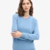 Pull classique en laine mérinos pour femme - Bleu bord de mer