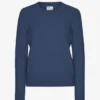 Pull classique en laine mérinos pour femme - Bleu pétrole