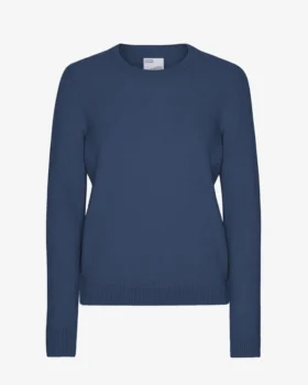 Pull classique en laine mérinos pour femme - Bleu pétrole