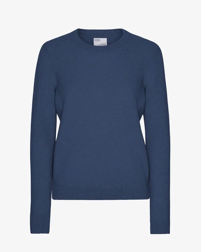 Pull classique en laine mérinos pour femme - Bleu pétrole