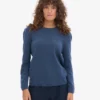 Pull classique en laine mérinos pour femme - Bleu pétrole