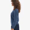 Pull classique en laine mérinos pour femme - Bleu pétrole