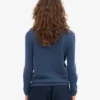 Pull classique en laine mérinos pour femme - Bleu pétrole