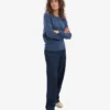 Pull classique en laine mérinos pour femme - Bleu pétrole