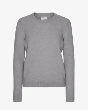 Pull classique en laine mérinos pour femme - Gris chiné