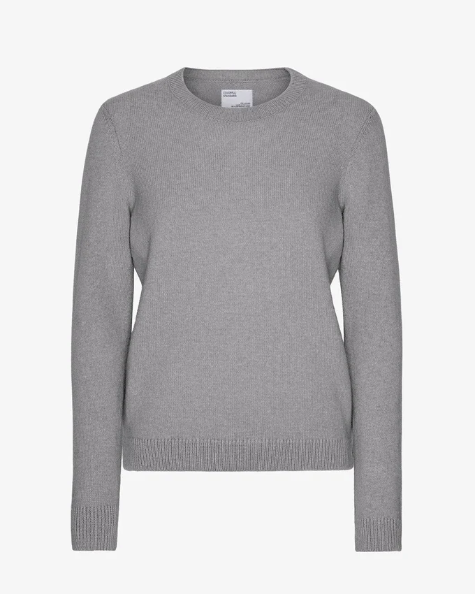 Pull classique en laine mérinos pour femme - Gris chiné