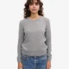 Pull classique en laine mérinos pour femme - Gris chiné