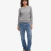 Pull classique en laine mérinos pour femme - Gris chiné