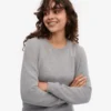 Pull classique en laine mérinos pour femme - Gris chiné