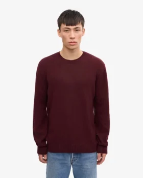 Pull classique en laine mérinos – Rouge sang de bœuf