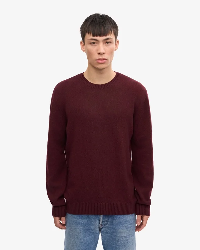 Pull classique en laine mérinos - Rouge sang de bœuf