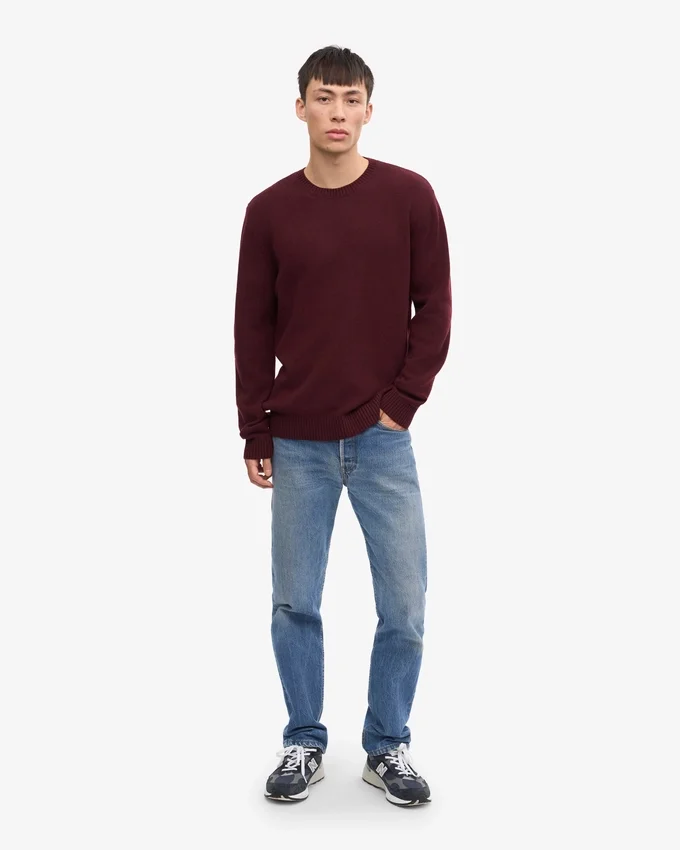 Pull classique en laine mérinos - Rouge sang de bœuf