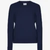 Pull à col rond classique en laine mérinos pour femme - Bleu marine