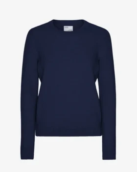 Pull à col rond classique en laine mérinos pour femme - Bleu marine