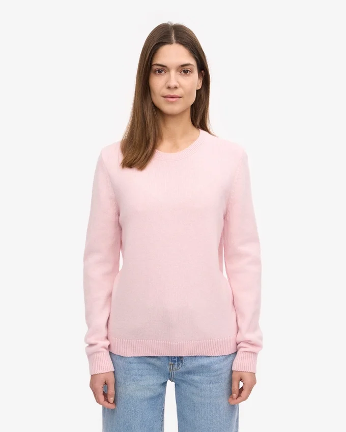 Pull à col rond classique en laine mérinos pour femme - Bleu marine