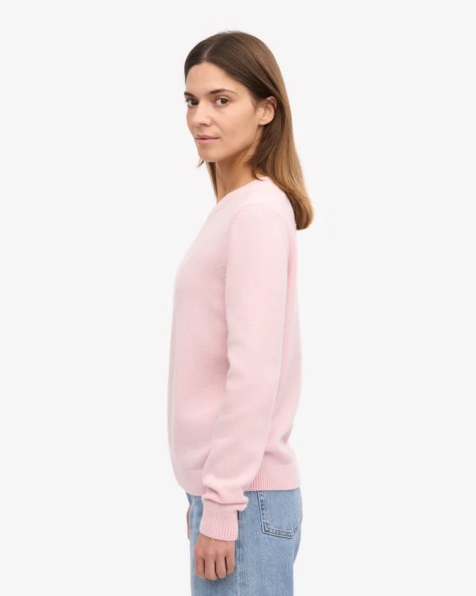 Pull à col rond classique en laine mérinos pour femme - Bleu marine