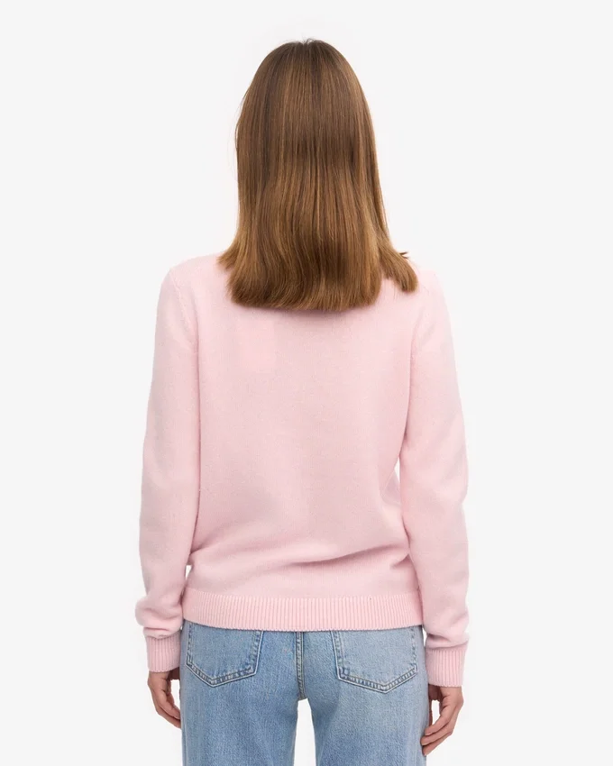 Pull à col rond classique en laine mérinos pour femme - Bleu marine