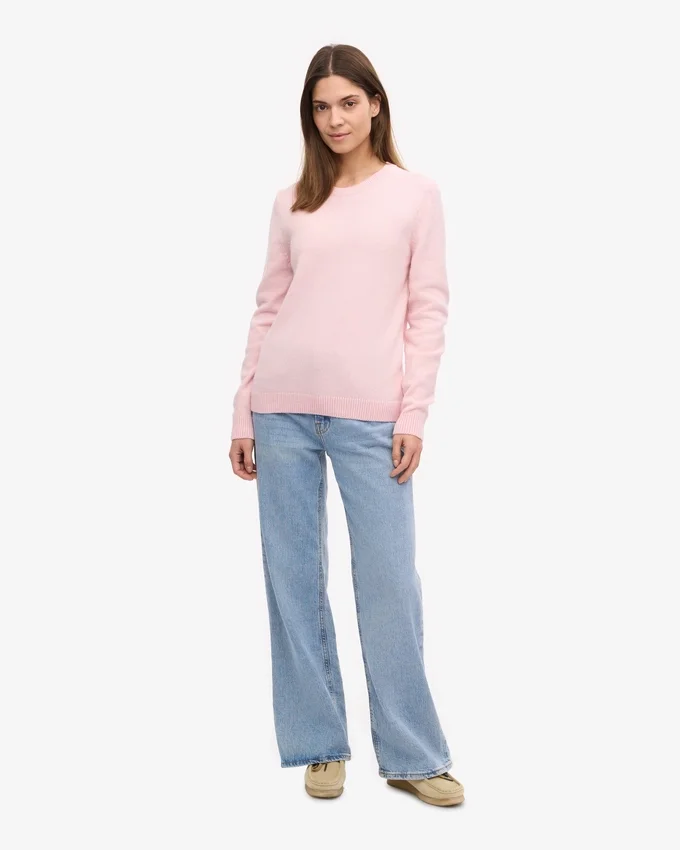 Pull à col rond classique en laine mérinos pour femme - Bleu marine